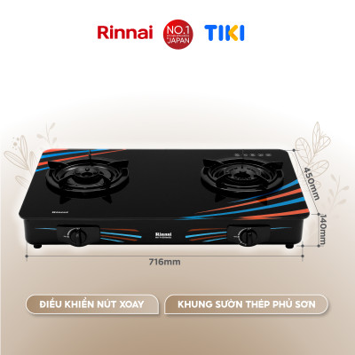 Bếp gas dương Rinnai RV-715Slim(GL-SC) mặt bếp kính và kiềng bếp men - Hàng chính hãng.
