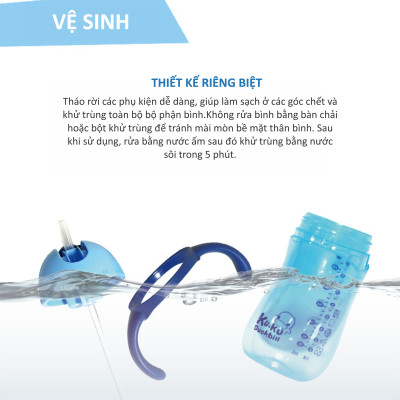 BÌNH UỐNG NƯỚC ỐNG HÚT CHO BÉ BẰNG NHỰA PP KUKU KU5485 - 260ml
