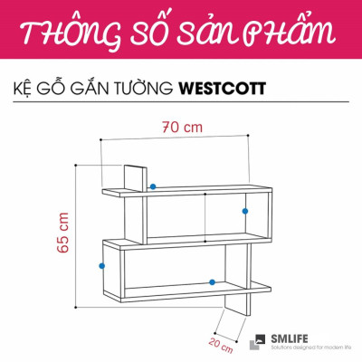 Kệ trang trí phòng khách gỗ công nghiệp SMLIFE Westcott