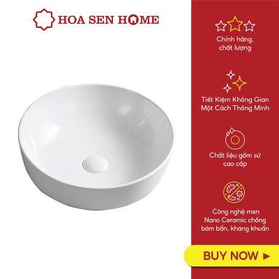 Lavabo đặt bàn TUSLO L006 chất liệu gốm sứ tráng men, lớp phủ Ceramic công nghệ men Nano kháng khuẩn - Hoa Sen Home - Hàng chính hãng