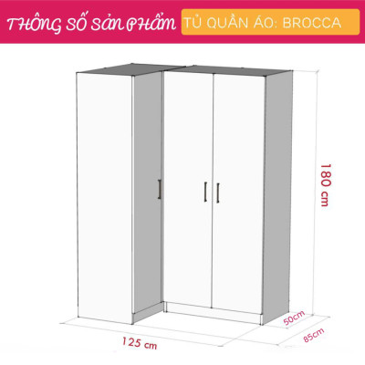 Tủ áo gia đình tủ để đồ bằng gỗ tiện lợi SMLIFE Brocca