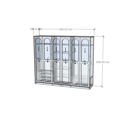 [Happy Home Furniture] SISEEL, Tủ quần áo cửa kính 6 cửa mở , 240cm x 54cm x 200cm ( DxRxC), TCM_187