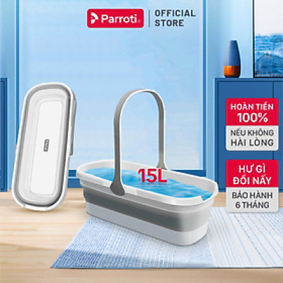 Xô nước gấp gọn đa năng 15 lít vệ sinh nhà cửa, xô giặt cây lau nhà tự vắt, chùi kính, xô để ô tô Parroti Extra XT02