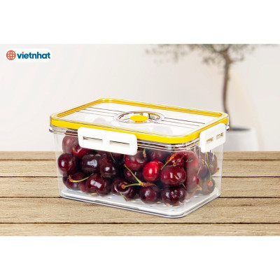 Bộ Hộp Đựng Thực Phẩm Chữ Nhật HOKORI Trong Suốt Có Khóa Gài Cực Kì Chắc Chắn - Hàng Việt Nam ( Viền màu giao ngẫu nhiên)