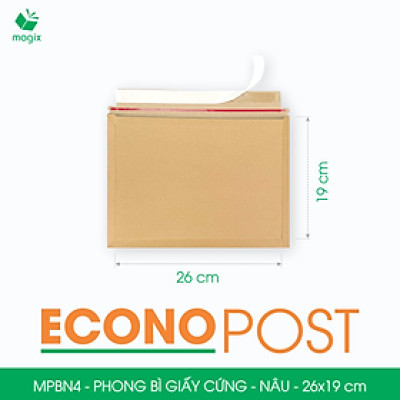 MPBN4 - 26x19 cm - Combo 20 phong bì giấy cứng đóng hàng màu nâu thay thế túi gói hàng
