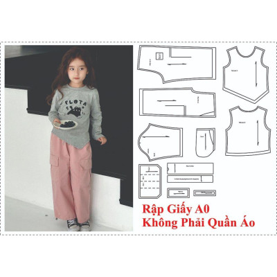 Rập Giấy bộ quần suông áo thun mã R44 - bản vẽ
