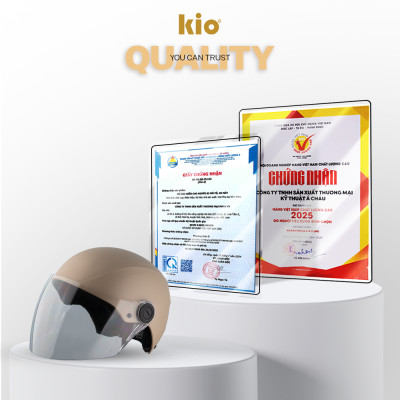 Mũ Bảo Hiểm Nửa Đầu Kio SafeStyle Go KN01KD, Kính Dài Phủ Nano Chống Tia UV, Lớp Lót Kháng Khuẩn