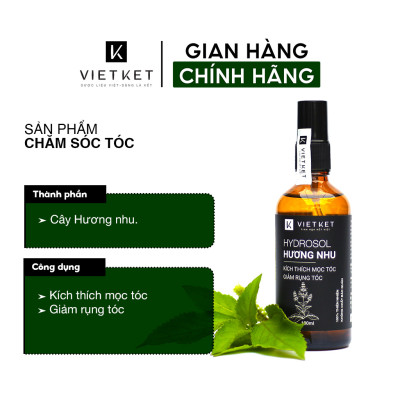 Hydrosol hương nhu VIETKET 100ml - Hỗ trợ nhanh mọc tóc, cho tóc khỏe tự nhiên