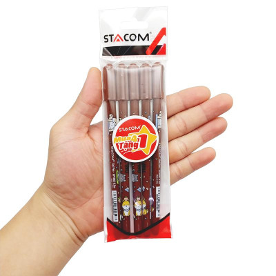 Vỉ 4 Bút Gel Xóa Được Shiba Inu 0.5 mm - Stacom VGP106E-A - Mực Đen (Tặng Kèm 1 Bút GP106E-A)