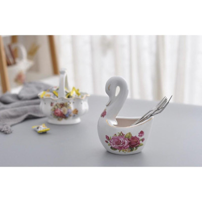 HŨ SỨ ĐỰNG KẸO | HŨ SỨ TẠO HÌNH THIÊN NGA ĐỂ KẸO - THÌA NĨA - CẮM HOA DECOR CHO PHÒNG KHÁCH HOA VĂN CAO CẤP KẺ VÀNG KIM