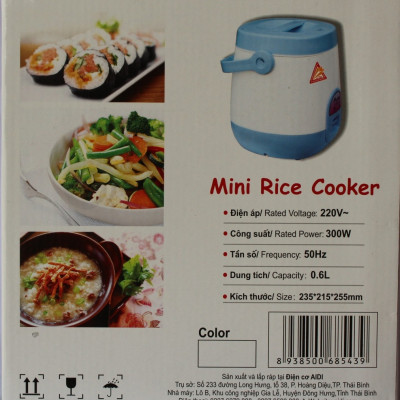 Nồi cơm điện mini cặp lồng Aidi MR-SM 88N (0,6 lít) -Màu Ngẫu Nhiên - Hàng Chính Hãng
