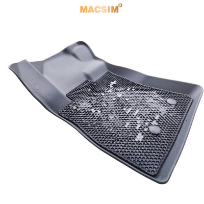Thảm 2 lớp (sd3) dạng lưới lục giác cho Hyundai Custin màu ghi  bề mặt cao su siêu sạch nhãn hiệu Macsim
