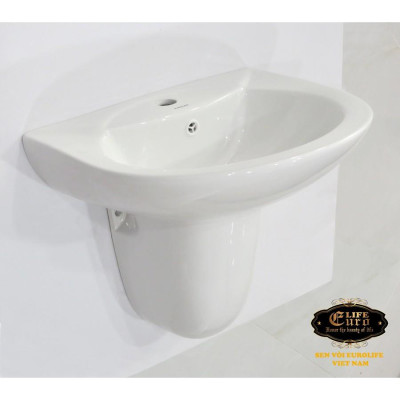 Chậu Lavabo sứ men Nano tuyết chân treo Eurolife EL-LVB01 (Trắng)