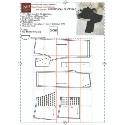 Rập giấy A0 mã 1477- bộ áo yêm quần suông (BẢN VẼ)