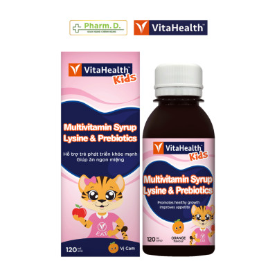 [SALE 70% DATE GẦN]Siro VITAHEALTH Multivitamin Syrup Lysine & Prebiotics Bổ Sung Vitamin Cho Trẻ Em Biếng Ăn, Táo Bón (120ml)