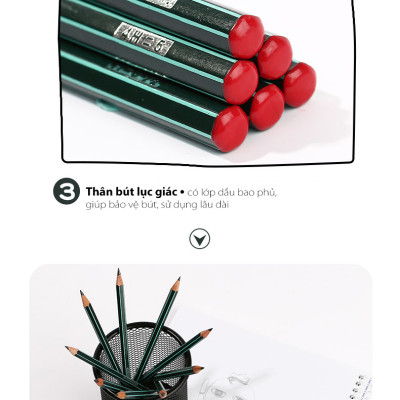 Bút chì gỗ phác thảo STABILO Othello 282 thân sọc trắng xanh - F