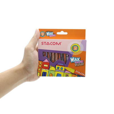 Hộp 12 Bút Sáp Màu Wax Crayon - Stacom CR012W