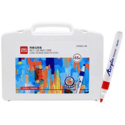 Hộp 48 Bút Màu Acrylic Marker 1 Đầu - Deli HM912-48