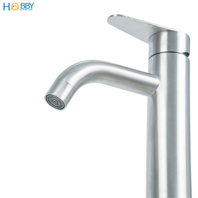 Vòi chậu lavabo lạnh gắn bàn đá inox 304 xước mờ Hobby home decor LBL8