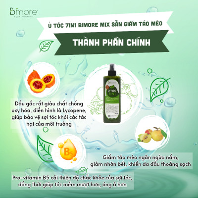 Hỗn Hợp Ủ Tóc 7in1 Mix Sẵn Giấm Táo Mèo Dưỡng Tóc Chắc Khỏe, Mềm Mượt, Sạch Gàu 500ml