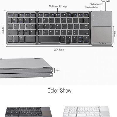 Bàn Phím Không Dây Mini Gấp Gọn Bluetooth Tích Hợp Touchpad B033 - Hàng Nhập Khẩu