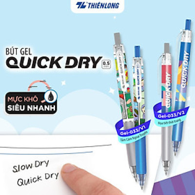 Combo 20 Bút gel Quick Dry Thiên Long Gel-033/V2  - Mực khô siêu nhanh - Họa tiết thời trang