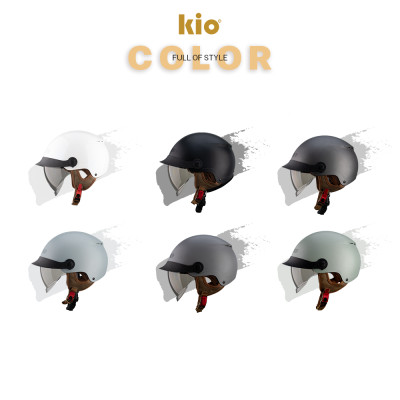 Mũ Bảo Hiểm Nửa Đầu Kio SafeStyle Metro KN10K, Kính Âm Phủ Nano Chống Tia UV, Lưỡi Trai, Thông Gió