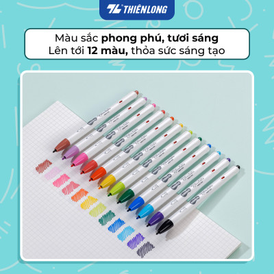 Bút lông 6/12 màu dạng bấm Retractable Fiber Pens Classic/Kawaii Thiên Long Colokit - 0.6mm