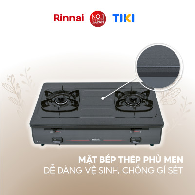 Bếp gas dương Rinnai RV-4700(G)N mặt bếp men và kiềng bếp men - Hàng chính hãng.