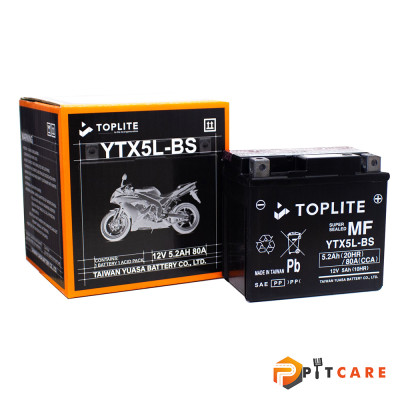 Bình Ắc Quy 12V Xe Máy Toplite YTX5L-BS 12V 5.2Ah Chính Hãng Bảo Hành 6 Tháng