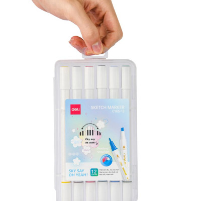 Hộp Bút 12 Màu Deli Sketch Marker - Phiên Bản Sơn Tùng M-TP Giới Hạn - Deli C185-12