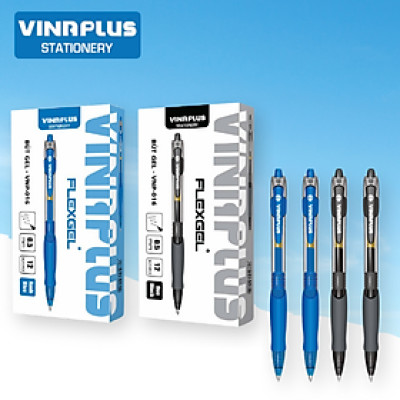 Bút Bi Nước Vinaplus VNP-016 Viết Gel Bấm - Mực Xanh - Mực Đen - Trơn Tru Cho Học Sinh Văn Phòng