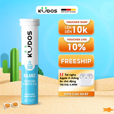 Thực phẩm bảo vệ sức khỏe KUDOS BALANCE MAGNESIUM WITH B VITAMIN COMPLEX & D3 (20 viên/tuýp)