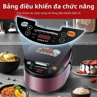 Nồi cơm điện đa năng SOKANY SK-07078 dung tích lớn 6L, bảo quản nhiệt thông minh, nấu cơm, hầm, hấp, tiện lợi mọi lúc mọi nơi - HÀNG CHÍNH HÃNG