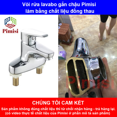 Vòi Chậu Lavabo Nóng Lạnh Pimisi PV-203C Cho Chậu Rửa Mặt 3 Lỗ (2 Chân) Bằng Đồng Thau, Dùng Cho Nhà Tắm | Chính Hãng