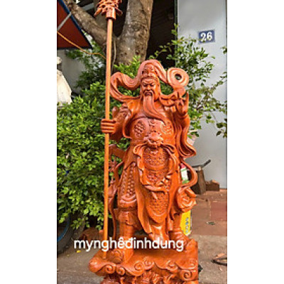 Tượng quan công trấn ải  bằng gỗ hương đá vip  cao 80cm