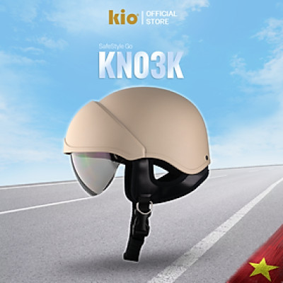 Mũ Bảo Hiểm Nửa Đầu Kio SafeStyle Go KN03K, Kính Âm Phủ Nano Chống Tia UV, Lớp Lót Kháng Khuẩn