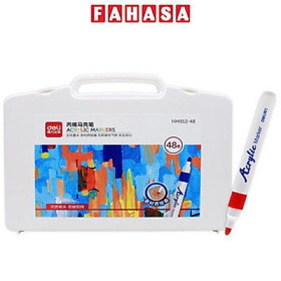 Hộp 48 Bút Màu Acrylic Marker 1 Đầu - Deli HM912-48