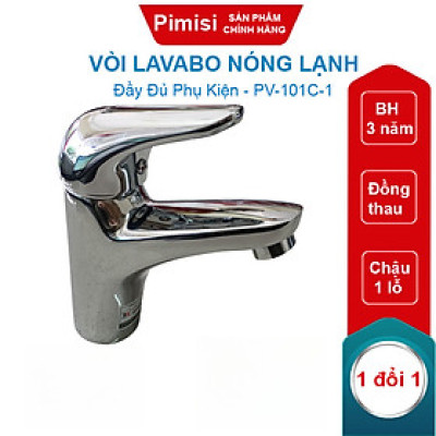 Vòi Chậu Rửa Mặt Nóng Lạnh Pimisi Thuộc Chậu Lavabo 1 Dùng Trong Nhà Tắm-Điều Chỉnh Bằng Gật Gù Gắn Bồn Rửa | Chính Hãng