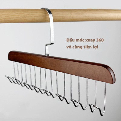 Móc Gỗ Treo Đồ Lót Áo Ngực Áo 2 Dây Bra Gosashi Giá Treo 8 Mắc Bằng Gỗ Treo Áo Lót Cà Vạt Thắt Lưng Túi Xách Gọn Gàng