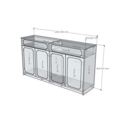 [Happy Home Furniture] NERIS, Tủ lưu trữ 4 cửa mở - 2 ngăn kéo, 160cm x 40cm x 86cm ( DxRxC), TCM_147