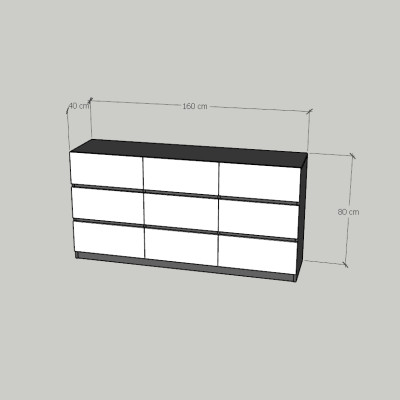 HAPPY FURNITURE , Tủ lưu trữ 9 ngăn kéo - KALA, THK_288, 160cm x 40cm x 80cm DxRxC