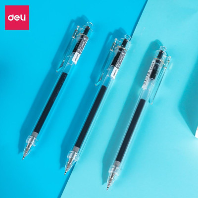 Bút Gel Học Sinh Ngòi 0.5 Mực Đen Nhanh Khô Thiết Kế Vỏ Trong Suốt - A623