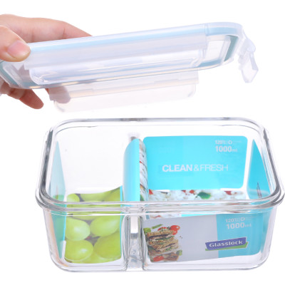 Bộ đựng đồ ăn trưa gồm túi giữ nhiệt  +  hộp thủy tinh chia ngăn 1000ml + hộp thủy tinh chia ngăn 670ml Lunch67-100