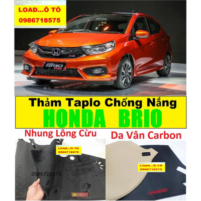 Thảm Taplo Chống Nắng Xe Honda Brio 2023-2018 Mẫu Nhung Lông Cừu, Da Carbon Cao Cấp