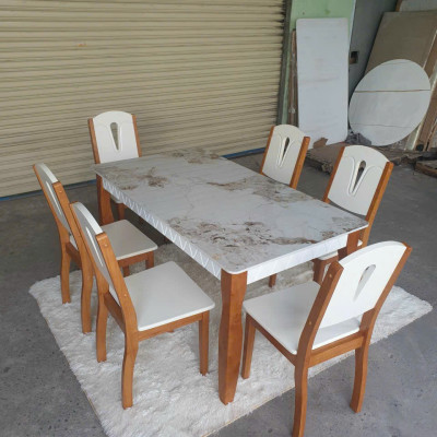 Bộ bàn ăn nhập khẩu Tundo bàn 1m6 và 6 ghế sang trọng, hiện đại 