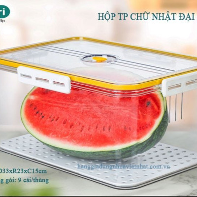 BỘ 3 HỘP THỰC PHẨM CHỮ NHẬT CAO CẤP KHÓA GÀI VIỆT NHẬT HOKORI - Hàng chính hãng (Giao màu ngẫu nhiên)