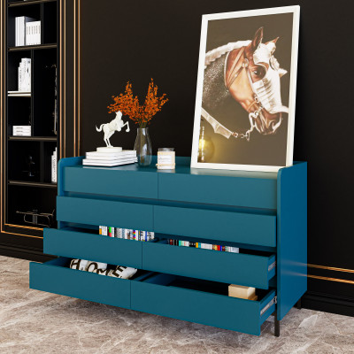 [Happy Home Furniture] LAVIA, Tủ lưu trữ 8 ngăn kéo - Chân sắt, 140cm x 45cm x 82cm ( DxRxC), THK_156