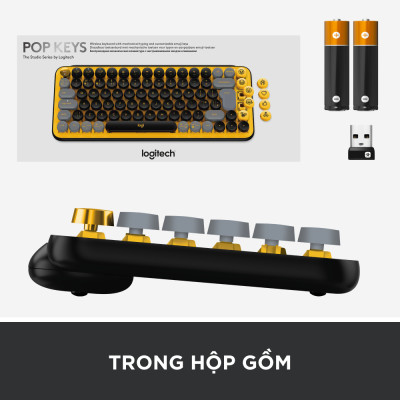 Bàn phím cơ học không dây Bluetooth Logitech POP Keys kết nối đa thiết bị các phím Emoji tùy chỉnh - Hàng chính hãng