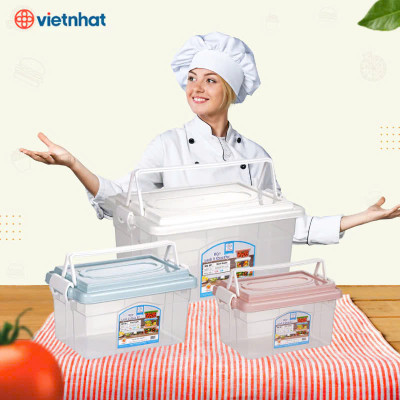 Hộp lạnh 2 quai Việt Nhật 3 size, Hộp đựng thực phẩm, bảo quản thức ăn , Hộp đựng đồ đa năng có quai xách tiện lợi - Hàng Việt Nam
